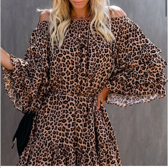 Vici Leopard Off the Shoulder Dress - Picture 2 of 4